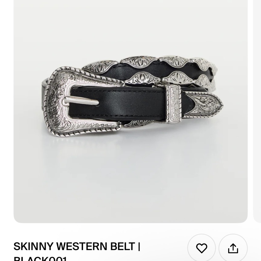 Good American Black and Silver Western Belt skinny